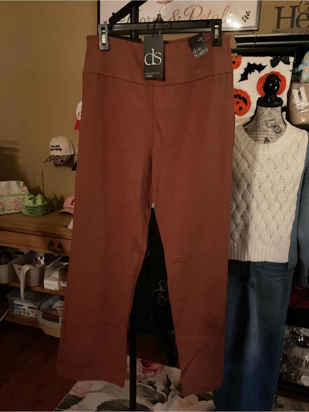 Dear Scarlett Magic Stretch Straight-Leg Pants in Caramel